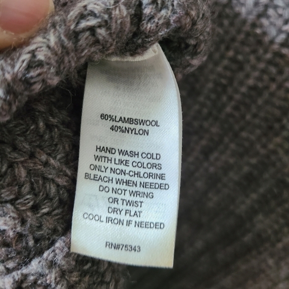 CYNTHIA ROWLEY Lambswool Blend Brown knit Long Sleeve Sweater Size SM - Picture 4 of 5